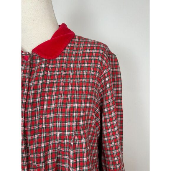 VTG Victoria's Secret Country Cottons Women's XS Flannel Sleep Shirt Green Red - Picture 5 of 7